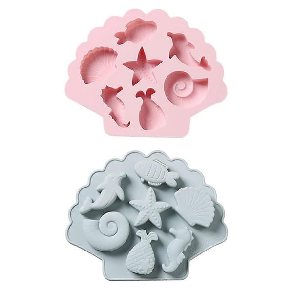 Silikonformar med marint tema för fondant, kakformar, hemmabruk, rosa, 2 st