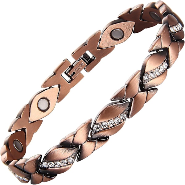Rent koppar magnetiskt armband för kvinnor koppar handledsband med 3500 Gauss magneter justerbar  (Kopparkristall)  (ZYH)
