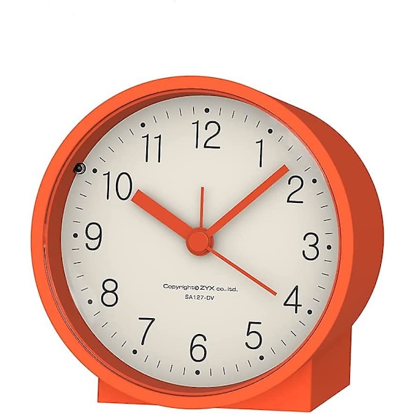 AA batteridriven analog väckarklocka Tyst, inte tickande, stigande pipljud, snooze, ljusfunktioner, enkel set (orange) (DPD)