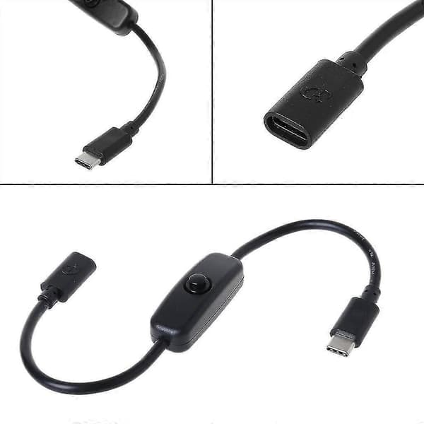 USB-latausjatkojohto virtapainikkeella 27 cm