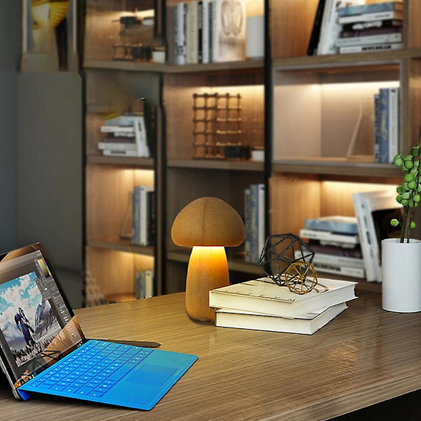 Svamplampa för sovrum, bärbar dimbar sänglampa med USB laddning (ZYH) Dark brown D