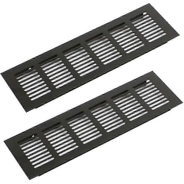 Ventilationsriste i aluminium 250x80mm Sort Sæt med 2 til HVAC