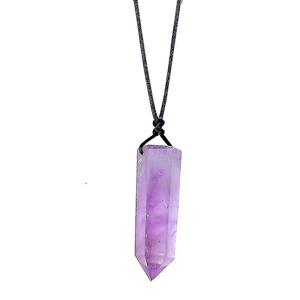 Energistens Halsband Naturlig Lila Kristall Ametist Hexagonal Pelare (ZYH)