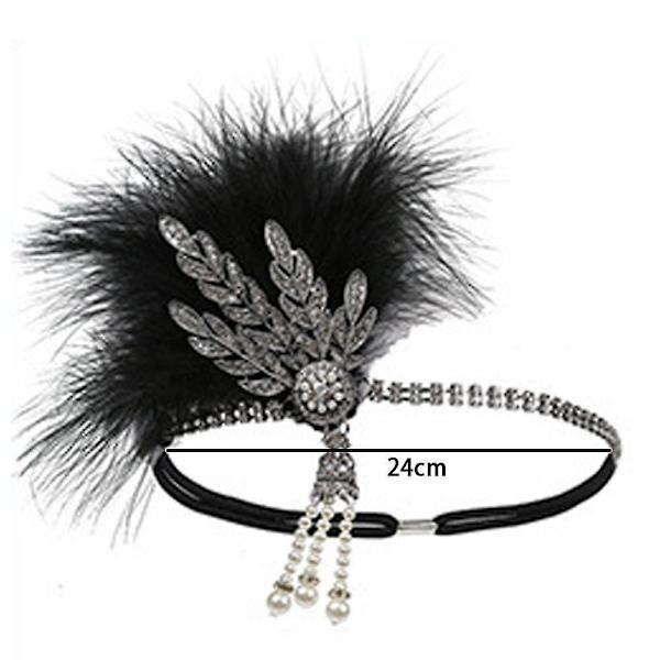 Vinta 1920-tal Ing 20-tal Gatsby-del med 1920-talets flapper Gatsby H-accessoarer  (ZYH) Black