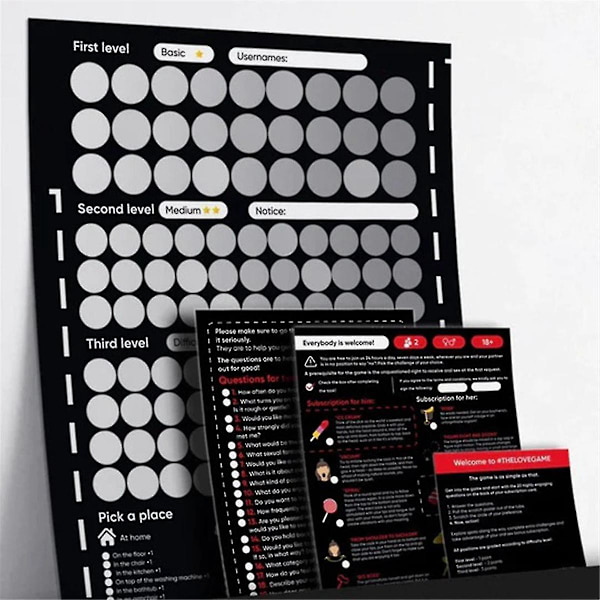 Game Scratch Off-affisch Spel för par Alla hjärtans dag-presenter Väggaffisch henne och för henne Ny 2024 hög kvalitet (ZYH)