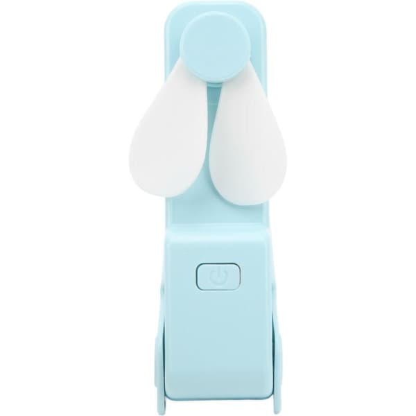 USB Genopladelig Lommeventilator - Tre Ventilatorhastigheder, Silikoneblade, Sammenfoldelig, Himmelblå