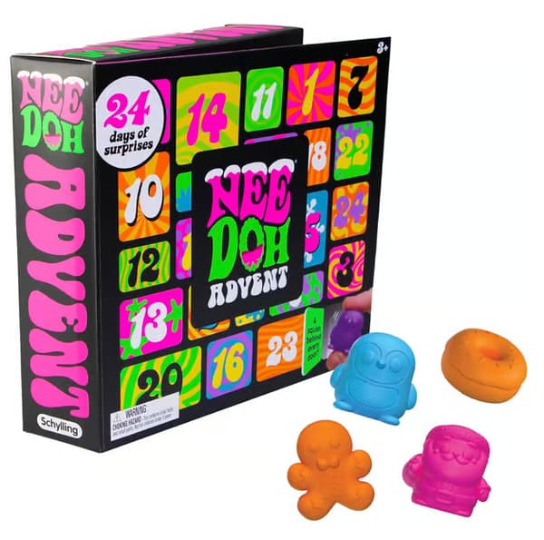Schylling NeeDoh Squishmas Adventskalender - 24 Mini Klemmeleker - Nedtelling til Jul