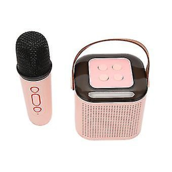 Bärbar  med karaokemaskin, stereo RGB-ljus och 1 mikrofon - perfekt för hemmafester (rosa)  (ZYH)