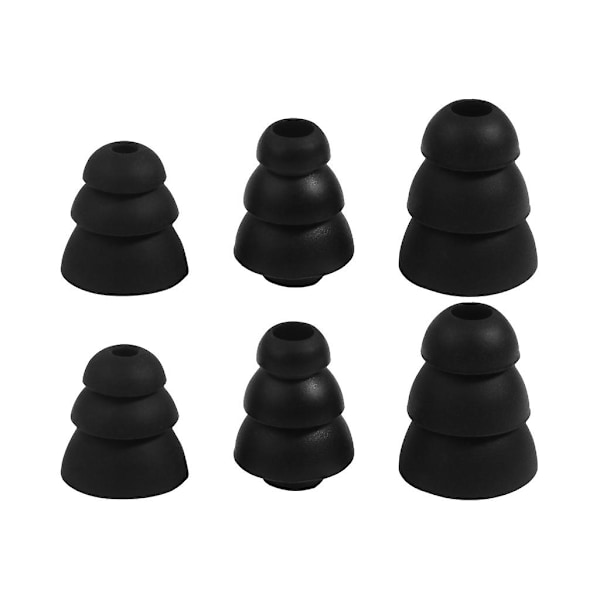 Ersättning Triple Flange Öronproppar Öronproppar Silikonkuddar För In Ear Hörlurar  (ZYH) Black