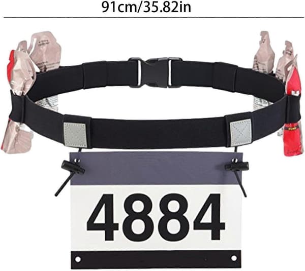 Bib Holder Løping, Elastisk Løpsnummerbelte med Refleksstriper, Svart Ref: 5760