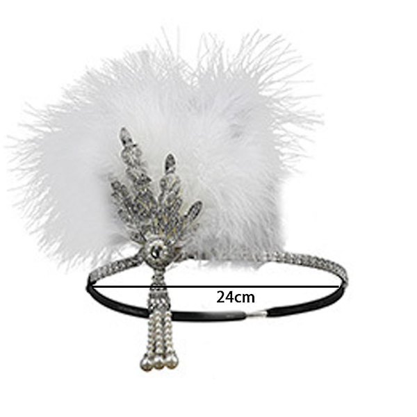 Vinta 1920-tal Ing 20-tal Gatsby-del med 1920-talets flapper Gatsby H-accessoarer  (ZYH) White