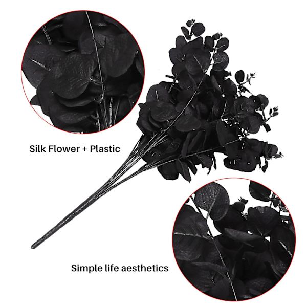 20 huvuden konstgjord svart eukalyptus falsk blomma växt Bröllopsfest dekoration (DPD) black