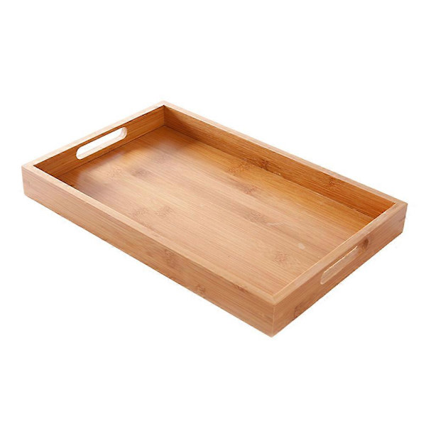 Serveringsbrickor i bambu, rektangulära, för hemmabruk, ljusbruna, 35x22cm, förvaring, 1 st