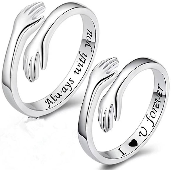 925 Sterling Silver Kramringar för Kvinnor Jag Älskar Dig För Alltid Kramring Justerbart Band Smyckesgåva För (ZYH) always wifh you