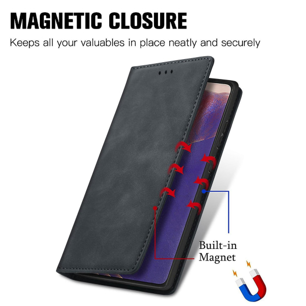Telefonfodral för Samsung Galaxy Note20 5G/Note20, Retro magnetiskt automatiskt stängande stativ telefonfodral kort Ho  (ZYH)