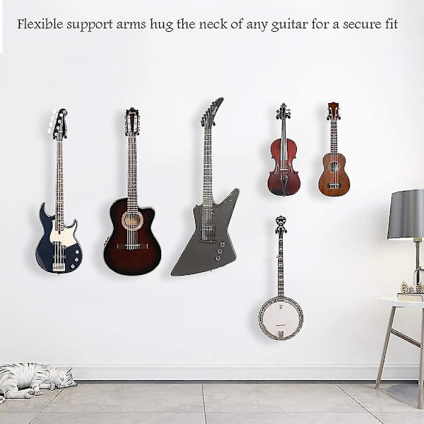 Väggmonterad gitarrhållare 3-pack krok svart metall gitarrhållare för akustisk elbas gitarr ukulele banjo mandolin  (ZYH)