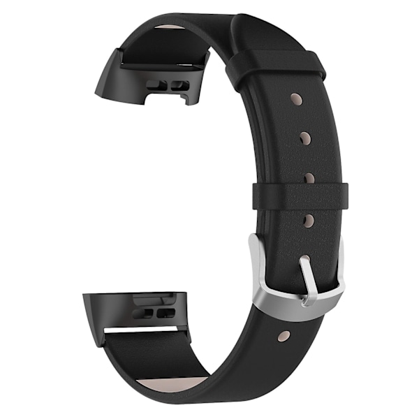 För Fitbit Charge 4/3 Äkta läder klockarmband med spänne i rostfritt stål (ZYH) Black Fitbit Charge 4
