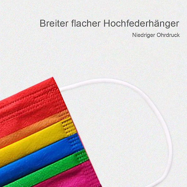 50 Stück Erwachsene Mundschutz mit Motiv Bunt Mund Nasenschutz Regenbogen Druck Maske Tücher Atmung (ZYH)