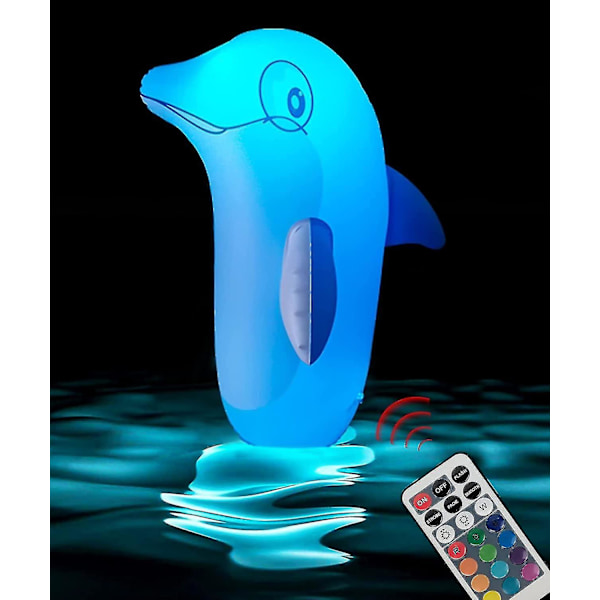 Ljus upp poolleksaker för barn vuxna uppblåsbar delfin stå upp på vatten land med tumbler design / L  (ZYH)