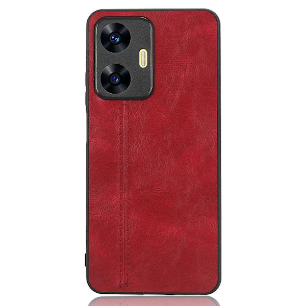 Klädsel i kohudstruktur till Realme C55, PU-läderbelagd TPU+PC-baksida (ZYH) Red, Red Realme C55