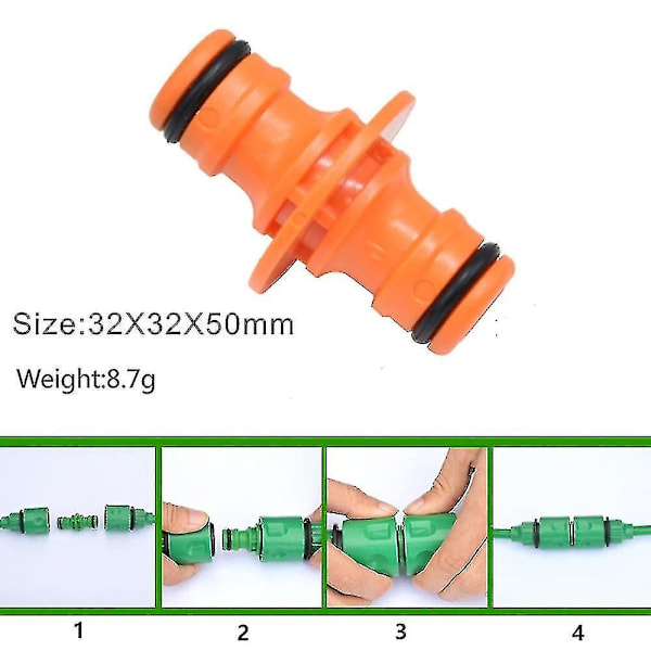 Dubbel slangkoppling förlängare för trädgårdsslang (6 st, orange)  (ZYH)