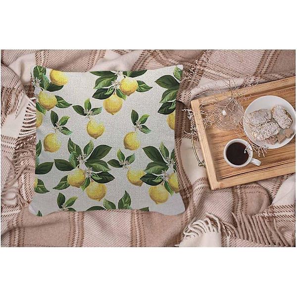 Citroner Cover Gul Citrongröna blad Citrus Dekorativa kuddfodral för soffa, bäddsoffa Case 45X45 Cm -[A10043] (DPD) 45X45CM