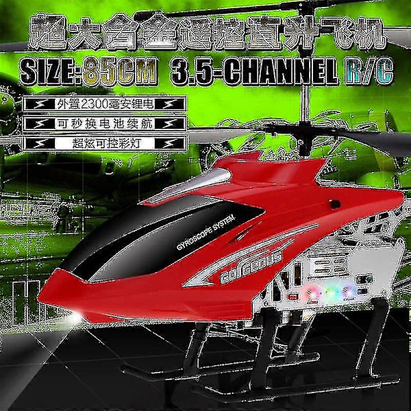 3.5-kanals 80 cm Högkvalitativt Extra Stort Fjärrkontrollflygplan Kraschresistent Fjärrkontroll Utomhusflygplan Helikopter
