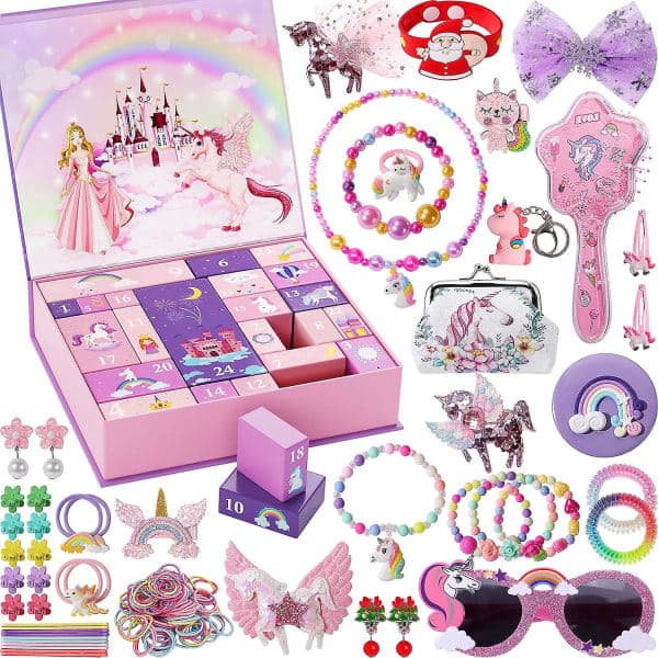 24-dagars enhörningsadventskalender för flickor - överraskningspresentuppsättning [JSR] QC-066 pink