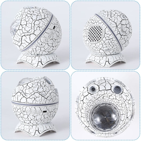 LED Galaxy Projektor Lampa Dinosaurie Ägg Form Vit Brus Bluetooth Högtalare Nattlampa (ZYH)