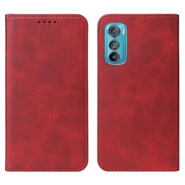 För Motorola Edge 30 Magnetiskt stängning Läder Telefonfodral  (ZYH) Red