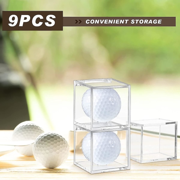 9 delar case akryl enkel golfbollskub Klar golfboll H- case för Ibles, 2 X 2 X 2 tum, förbättrad förpackning (DPD)