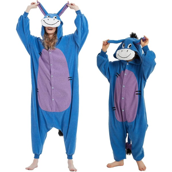 Voksen Barn Unisex Onesie Pyjamas Jul Nattøy Jumpsuit Cosplay kostyme for kvinner og menn Blue Stitch Medium