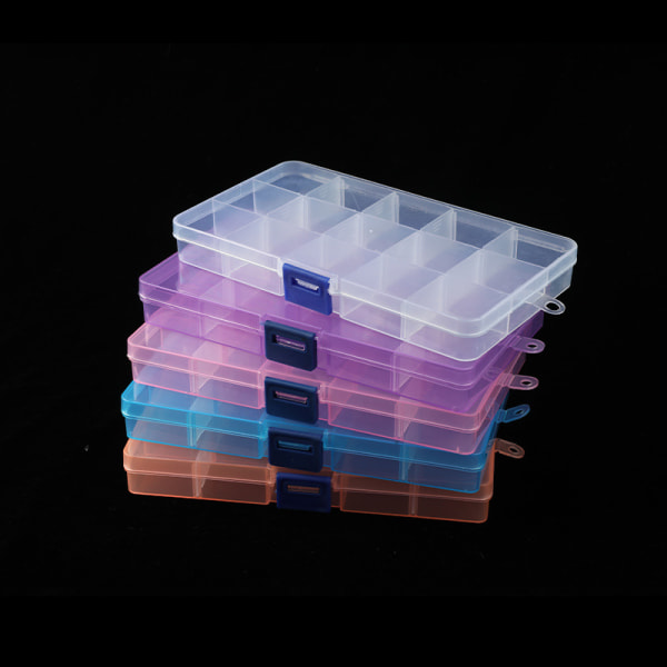 Organizer i plast (15 fack x 4-pack, 4 färger)