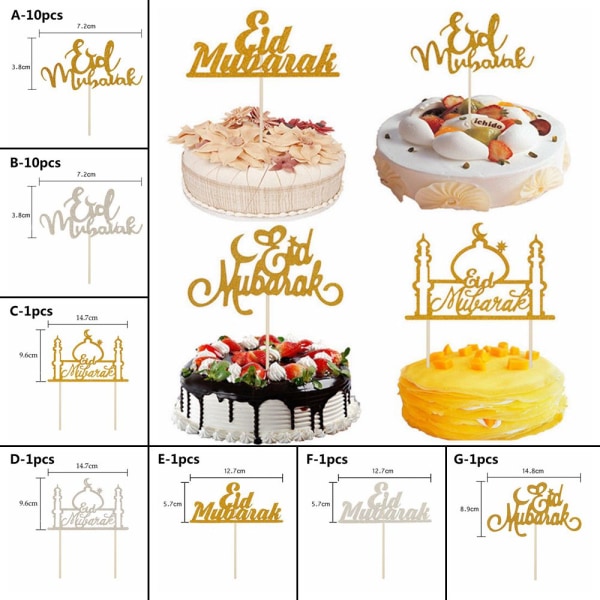 Cake Toppers Eid Mubarak Party Ramadan Decor A-10ST