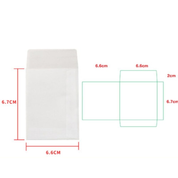 100 stk/parti Blank gennemskinnelig konvolut Sulfat papir konvolut 6.6x6.7cm