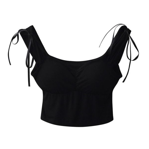 Kort Tube Top Fishbone Strap Camisole SVART