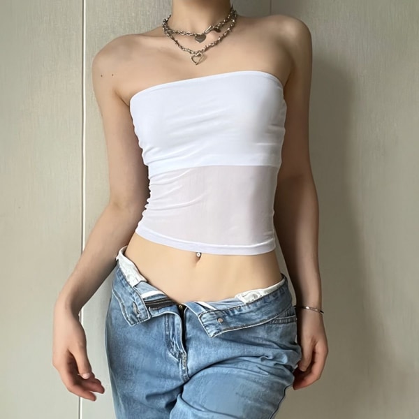 Crop Top Tube Top WHITE S