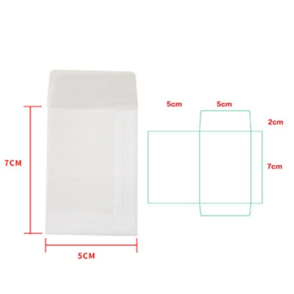 100 stk/parti Blank gennemskinnelig konvolut Sulfat papir konvolut 5x7cm