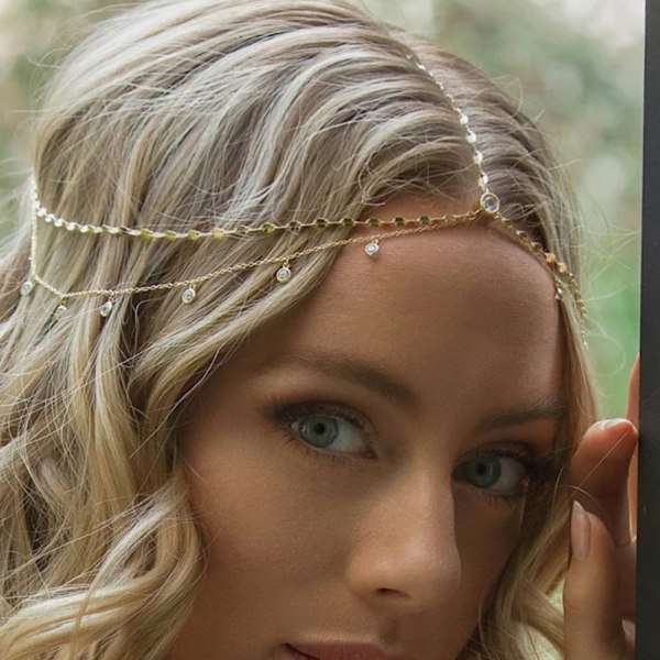Crystal Head Chain Tyylikkäät hiustarvikkeet KULTA gold
