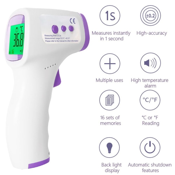 Infrarød pannetermometer Digitalt termometer for voksne 8f31 | Fyndiq