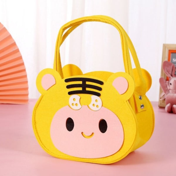 Cartoon Tiger Filt Bag Shopping Bags GUL yellow