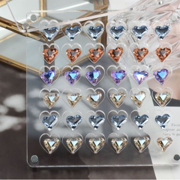 Magnetisk förvaringslåda Nagel smycken dekorationslåda HJÄRTFORMAD Heartshaped 36Grid