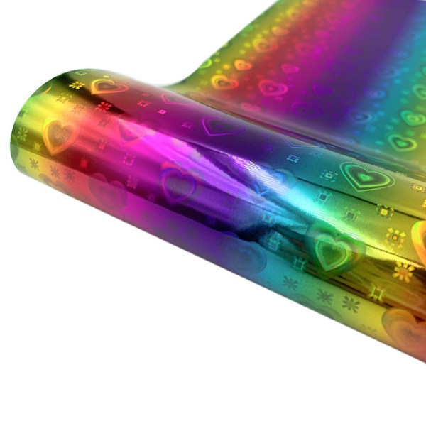 12x8-tommers selvklebende vinylrull holografisk regnbuelim