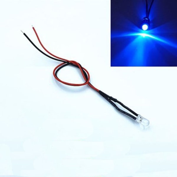 10 stk Pre Wired LED LED-lysdioder BLÅ 8MM 8MM blue 8mm-8mm