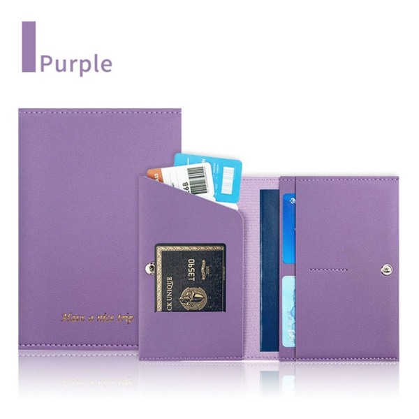 Pass Cover Dokument Kredittkort Veske LILLA Purple