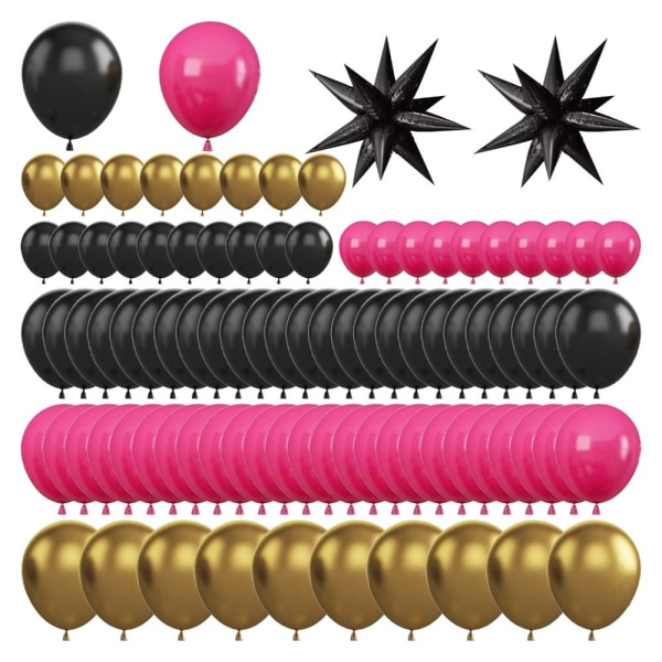 Hot Pink Black Balloon Garland Kit Arch Kit Metallic Gold
