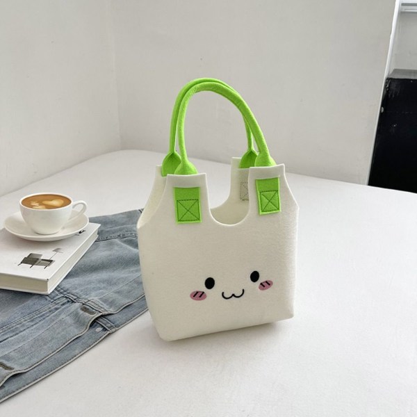 Cartoon Filt Bag Barne Filt Tote Bag GRØNN green