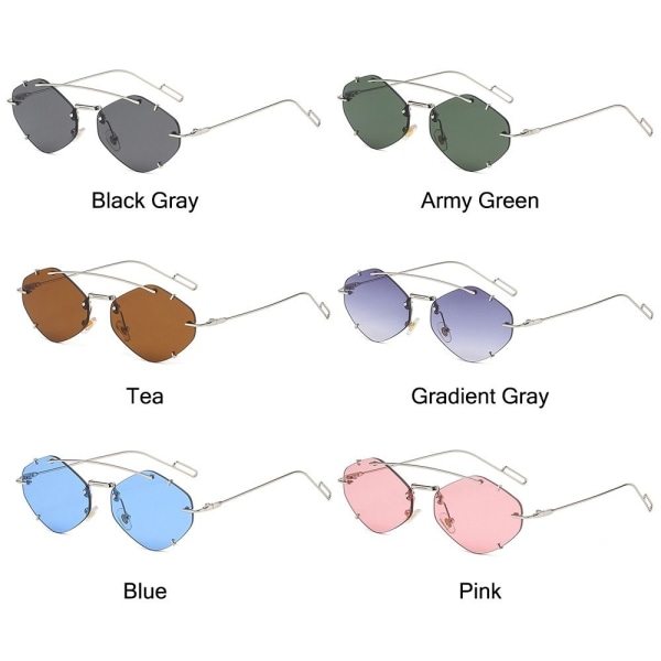 Hexagon Sunglasses Rimless Sunglasses TEA TEA Tea