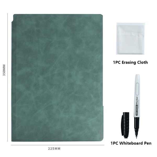 A4 Whiteboard Notebook Slettbar Whiteboard Draft GRØNN