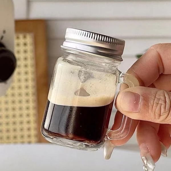 1 stk Mini Mason Jar forseglet glassflaske kaffemelk juiceflaske
